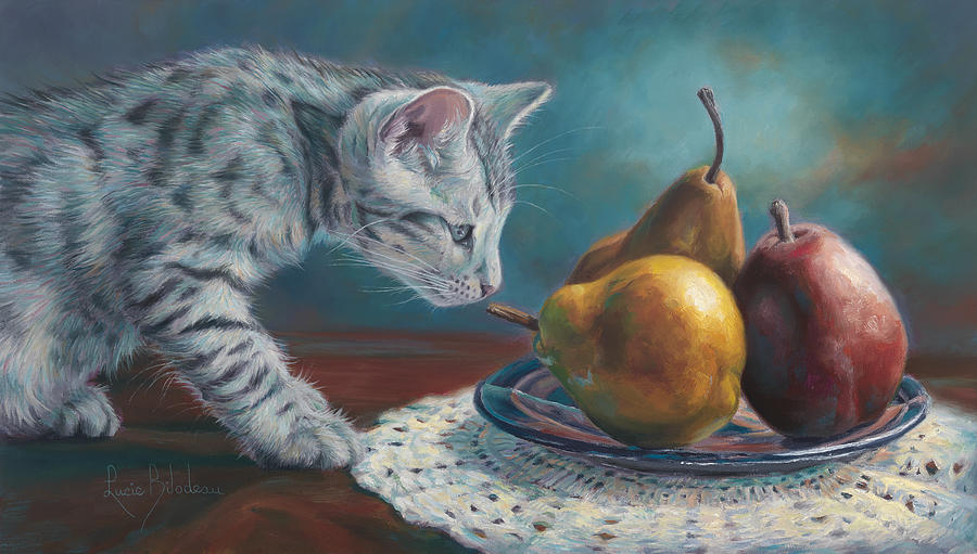 Cat Painting - Exploring by Lucie Bilodeau