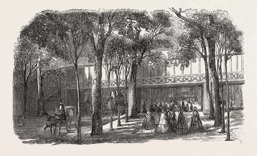 Expo 1855. Walkway Of The Rotunda Annex Drawing by French School Fine