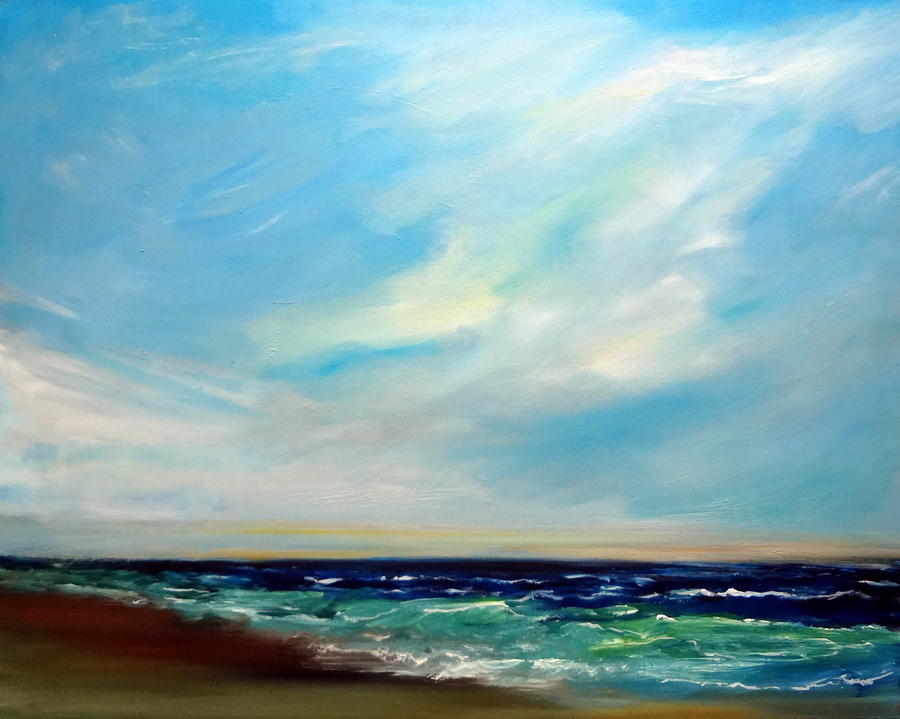 Expression Beach Seascape Ocean Expresionism Painting by Katy Hawk