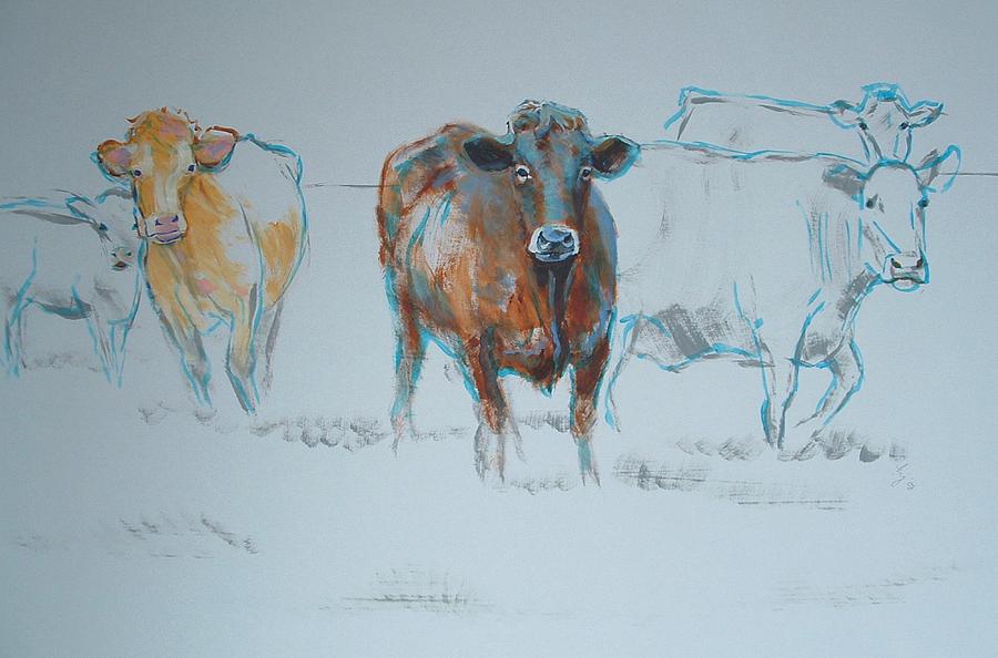 Expressive Cow Painting Painting by Mike Jory