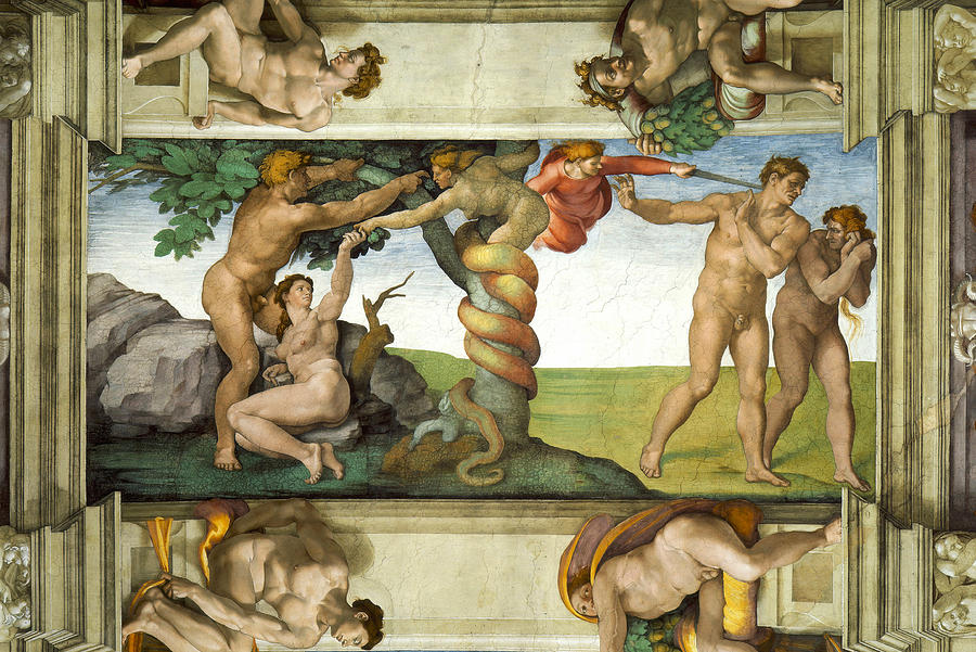 Expulsion from Paradise Painting by Michelangelo di Lodovico Buonarroti Simoni
