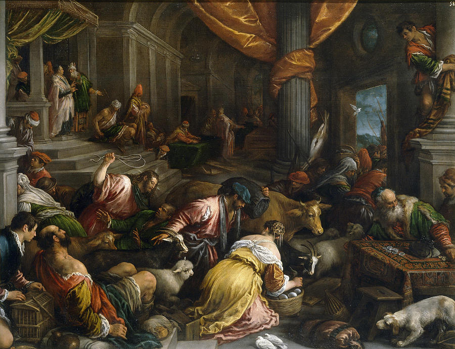 Expulsion of the Merchants from the Temple Painting by Francesco Bassano