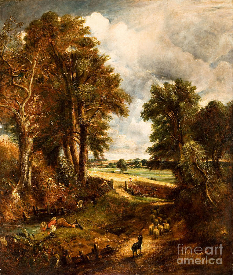 Extensive Landscape with Boy Drinking Water from a Stream Painting by Celestial Images