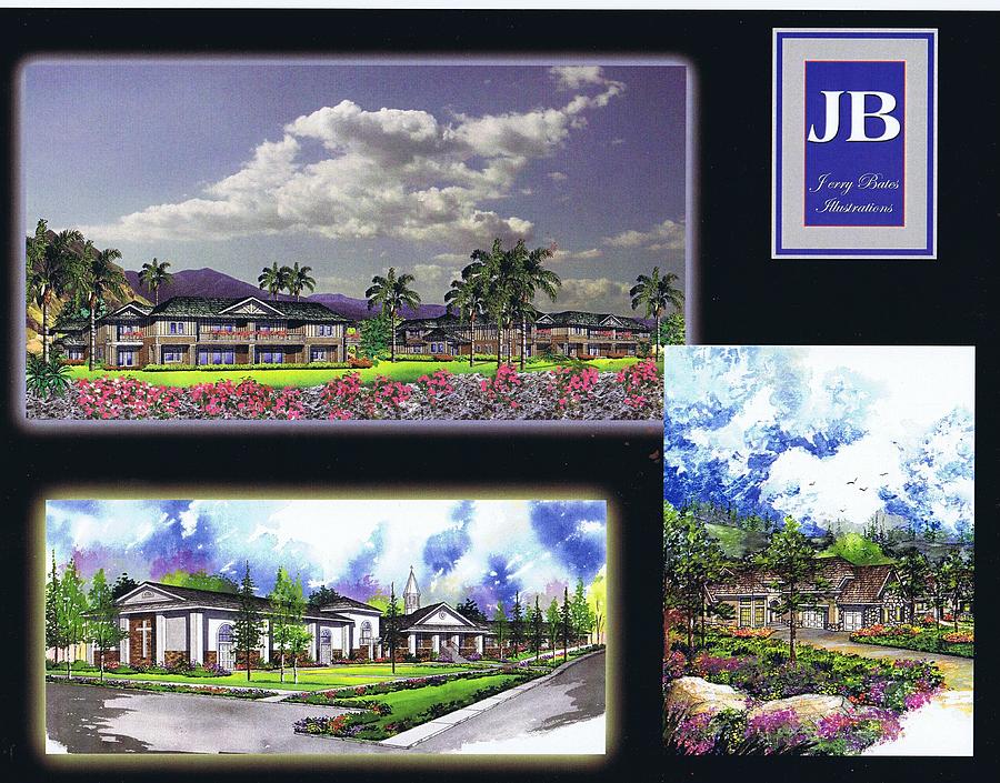Condominiums Painting - Exterior Renderings by Jerry Bates