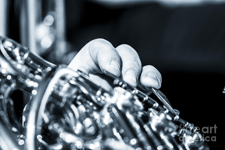 Extreme Close Up Of Fingering Of French Horn Photograph by Peter Noyce