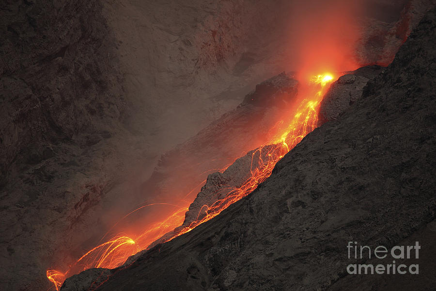 Extrusion Of Lava On Glowing Rockfalls Photograph by Richard Roscoe
