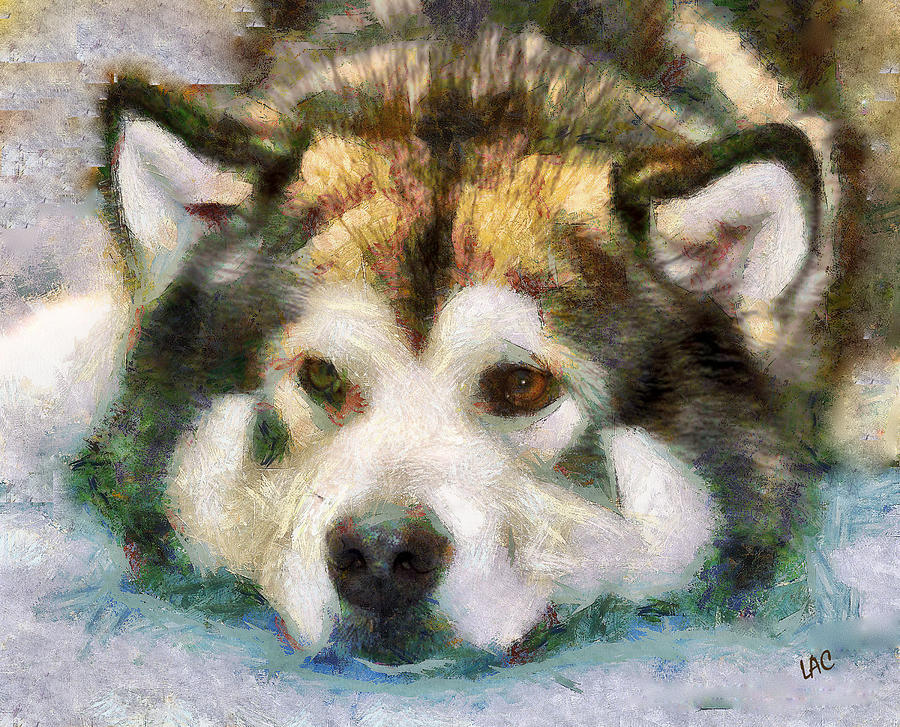 Eyak - Alaskan Malamute Painting by Doggy Lips