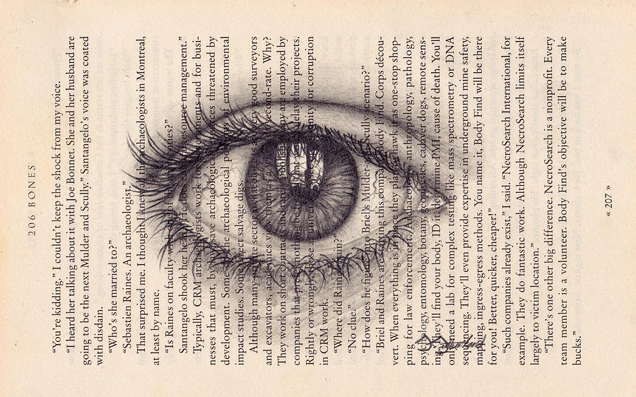 Vintage Drawing - Eye in a Book by Sarah Sutherland