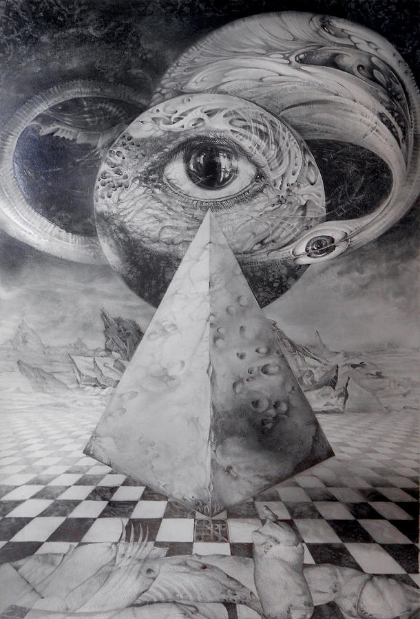 Science Fiction Drawing - Eye Of The Dark Star - Journey Through The Wormhole by Otto Rapp