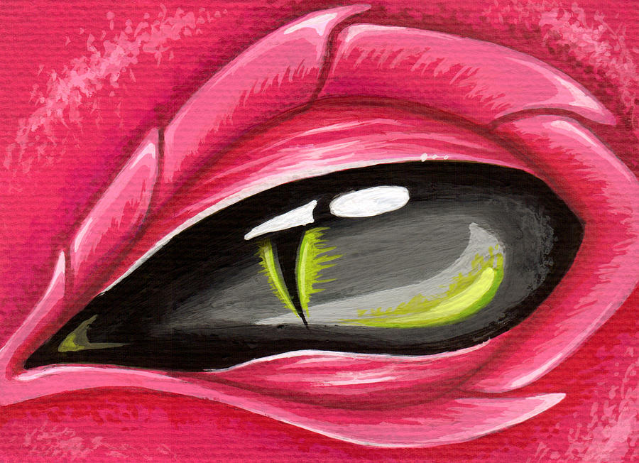 Pink Dragon Painting - Eye Of The Rubellite Dragon by Elaina  Wagner