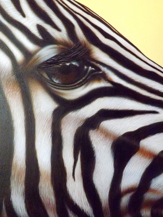 Wildlife Painting - Eye of the Zebra by Darren Robinson