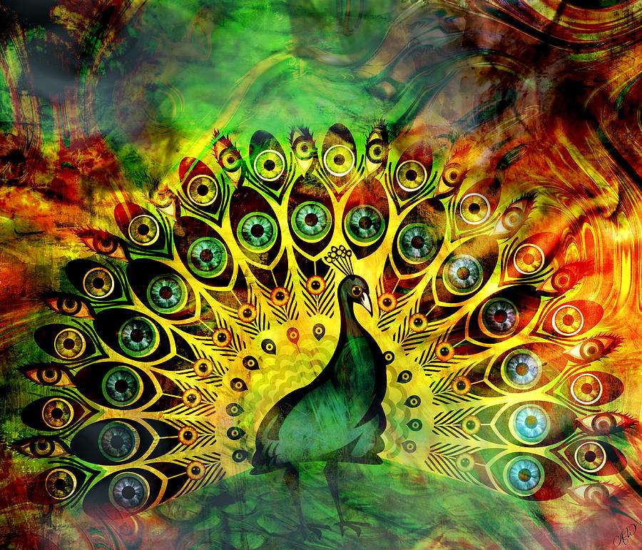 Eye See a Peacock  Painting by Ally  White
