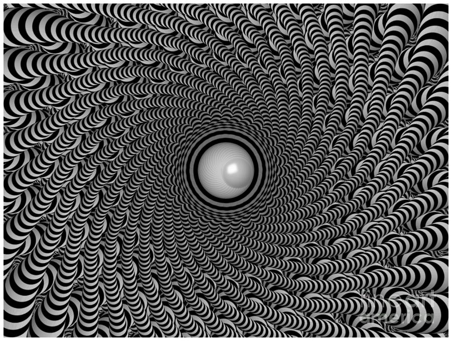Black and White Circular Illusion Design Digital Art by Barefoot Bodeez Art
