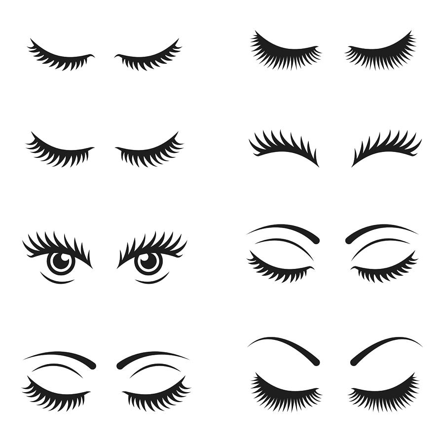 Eyelashes icon set Drawing by DivVector