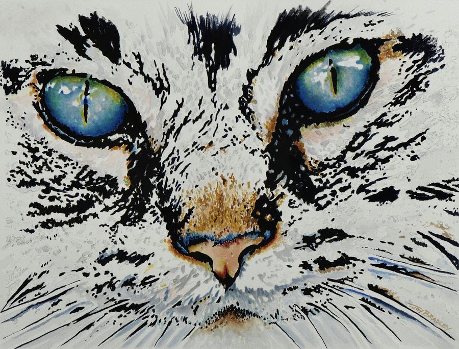 Cat Painting - Eyes For You by Joy Bradley