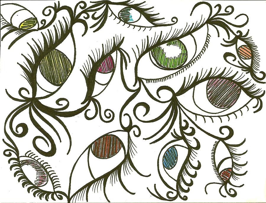 Eyes Drawing - Eyes Galore by Angie Oviedo