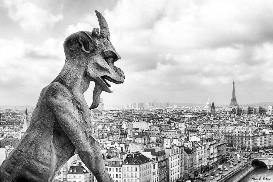 Eyes On The Horizon - Gargoyles of Paris Photograph by Mark Tisdale