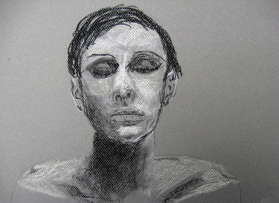 Woman Drawing - Eyes Wide Shut by Walt Wieder