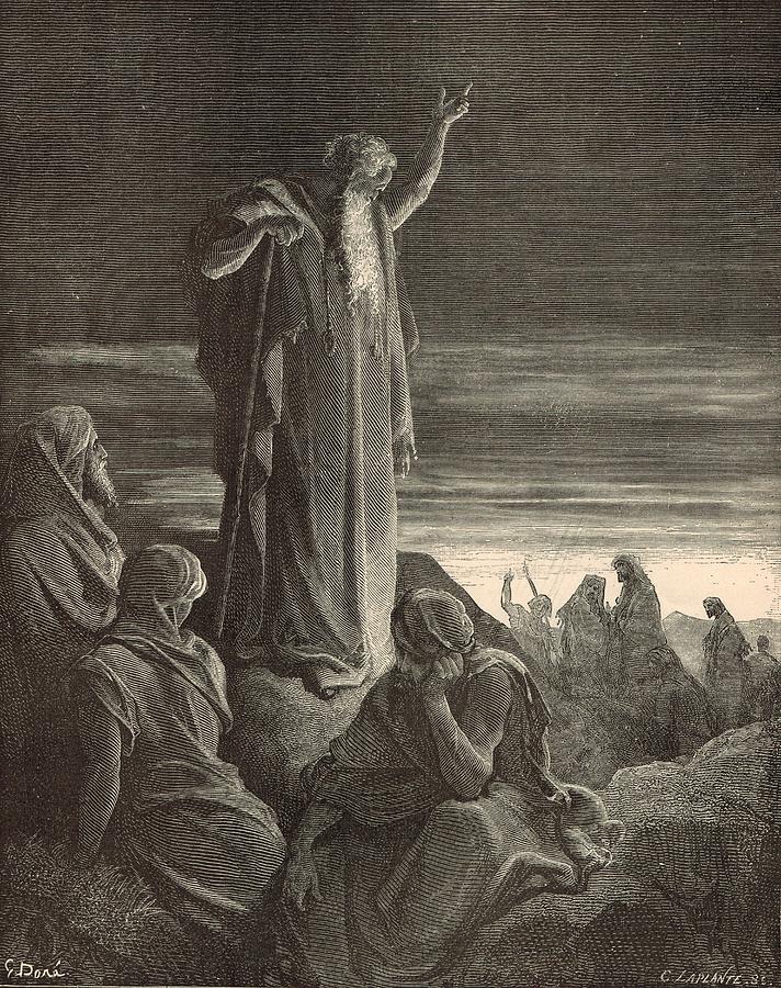 Black And White Drawing - Ezekiel Prophesying by Gustave Dore 1890 Engraving by Antique Engravings