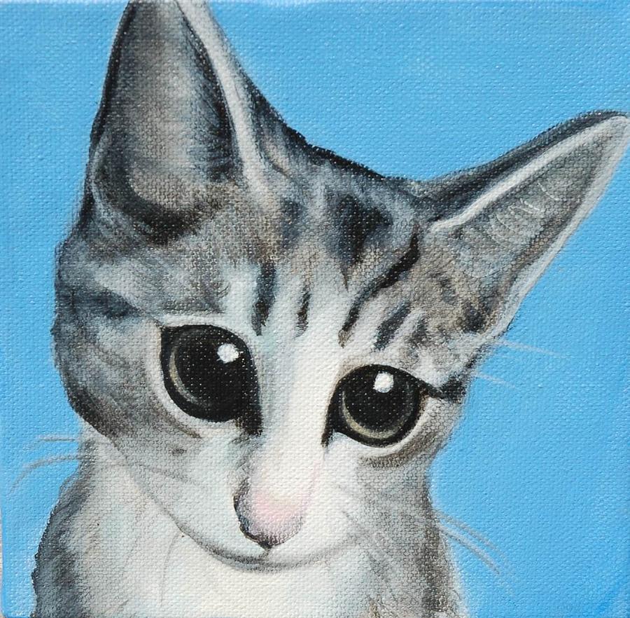Cute Kitten Painting - No Ones Better Than Ezra by Lauren Elizabeth