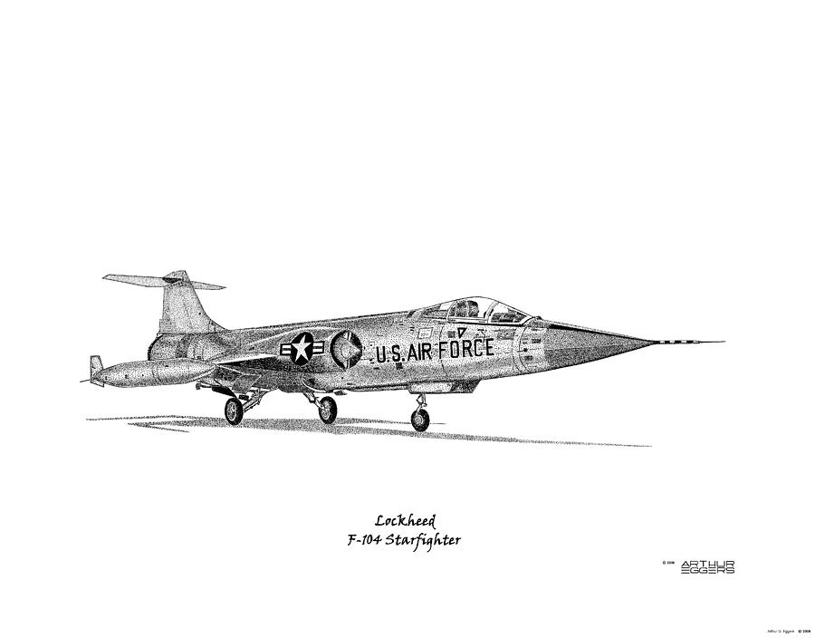F-104 Starfighter Drawing by Arthur Eggers