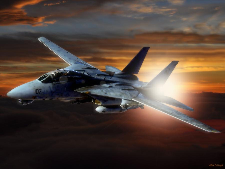 F-14 Tomcat Sunrise Digital Art by Mil Merchant