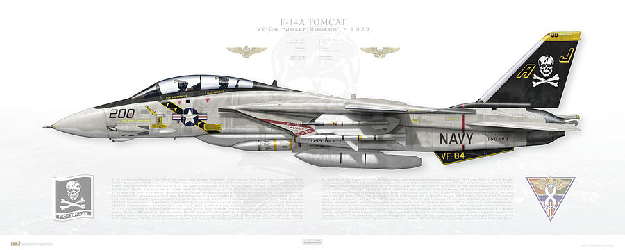 F-14A Tomcat VF-84 Jolly Rogers AJ200 160393 1977 - 40x16 by Deployment  Productions