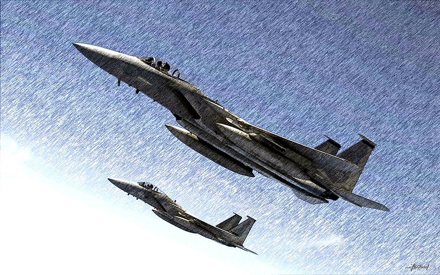 F-15 Eagles in Flight Digital Art by Maciek Froncisz