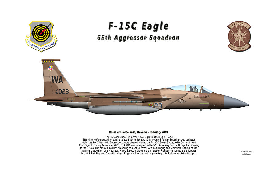 F-15C Eagle 65th AGRS Profile Digital Art by Bob Tyler