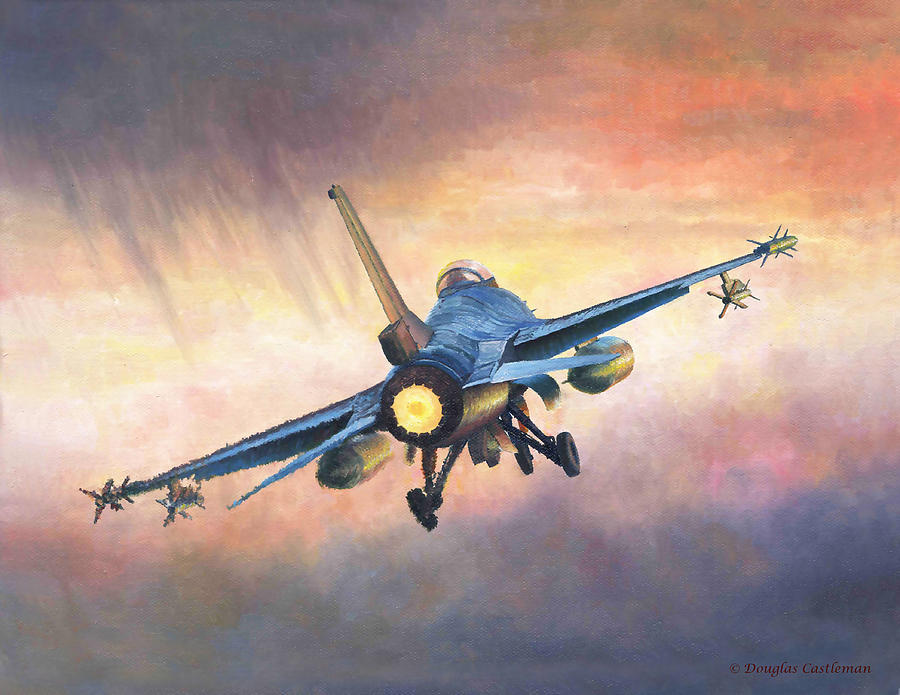 F-16 Afterburner Painting by Douglas Castleman
