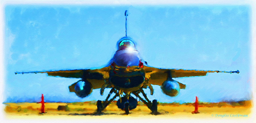 F-16 at Rest Digital Art by Douglas Castleman