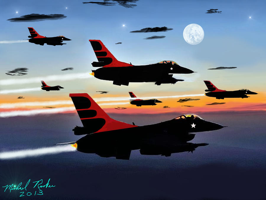 Top Gun Digital Art - F-16 Vipers by Michael Rucker