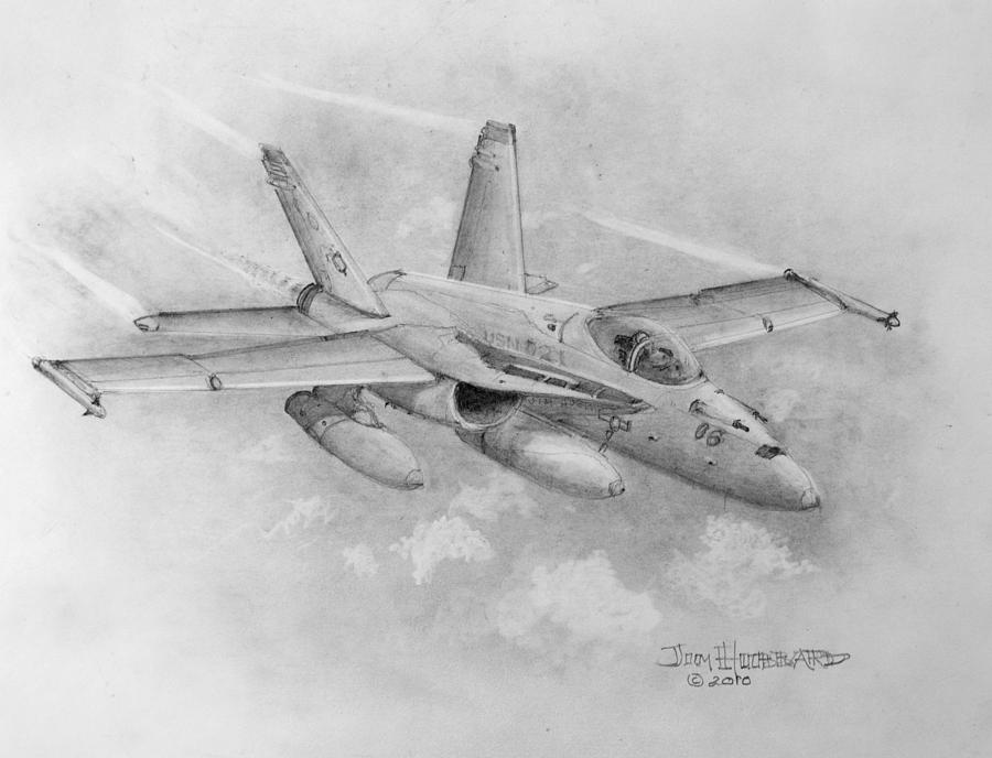 F-18 Super Hornet Drawing by Jim Hubbard
