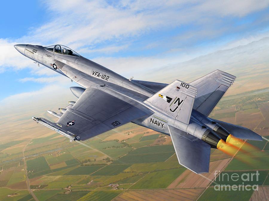Fresno Digital Art - F-18E Over the Valley by Stu Shepherd