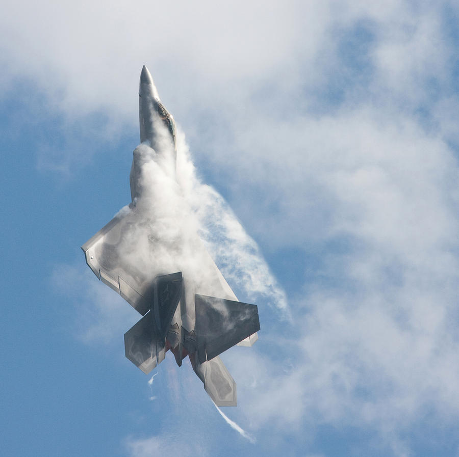 San Diego Photograph - F-22 Raptor creates its own cloud camouflage by Nathan Rupert