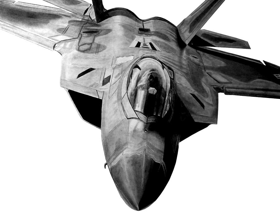 Airplane Drawing - F-22 Raptor by Nathan OQuinn