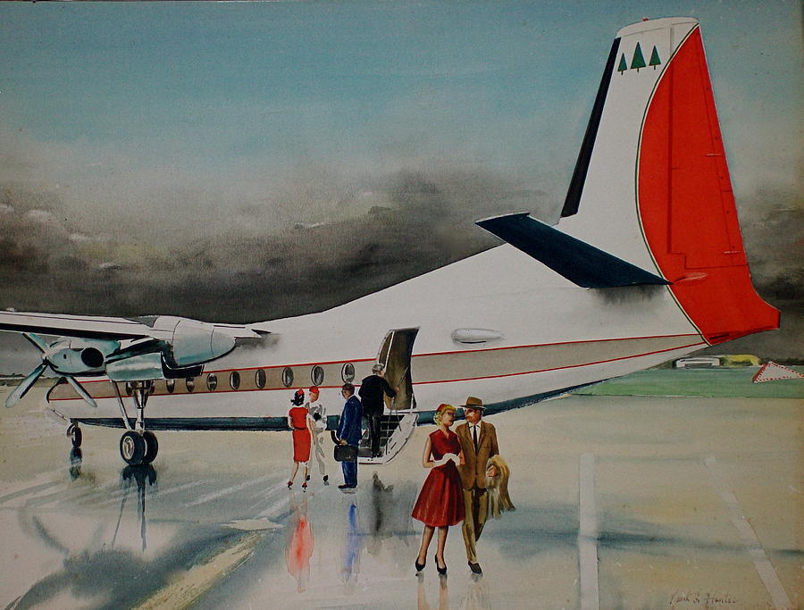 F-27 at Columbus Ohio Painting by Frank Hunter