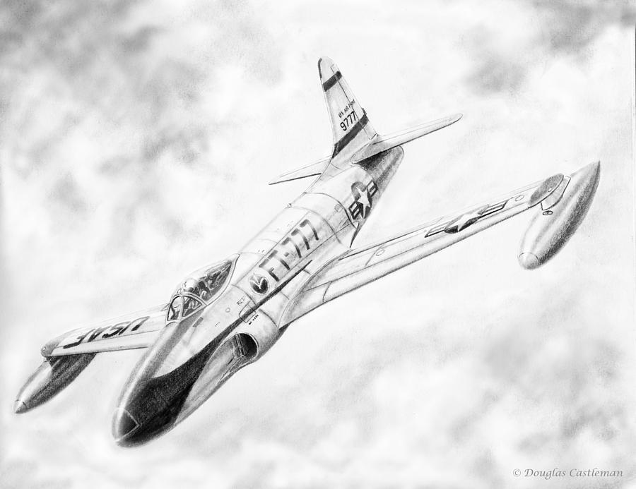F-80 Shooting Star Drawing by Douglas Castleman