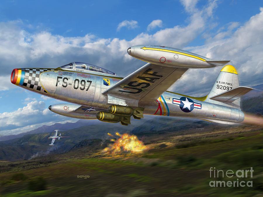 F-84E Thunderstrike Digital Art by Stu Shepherd