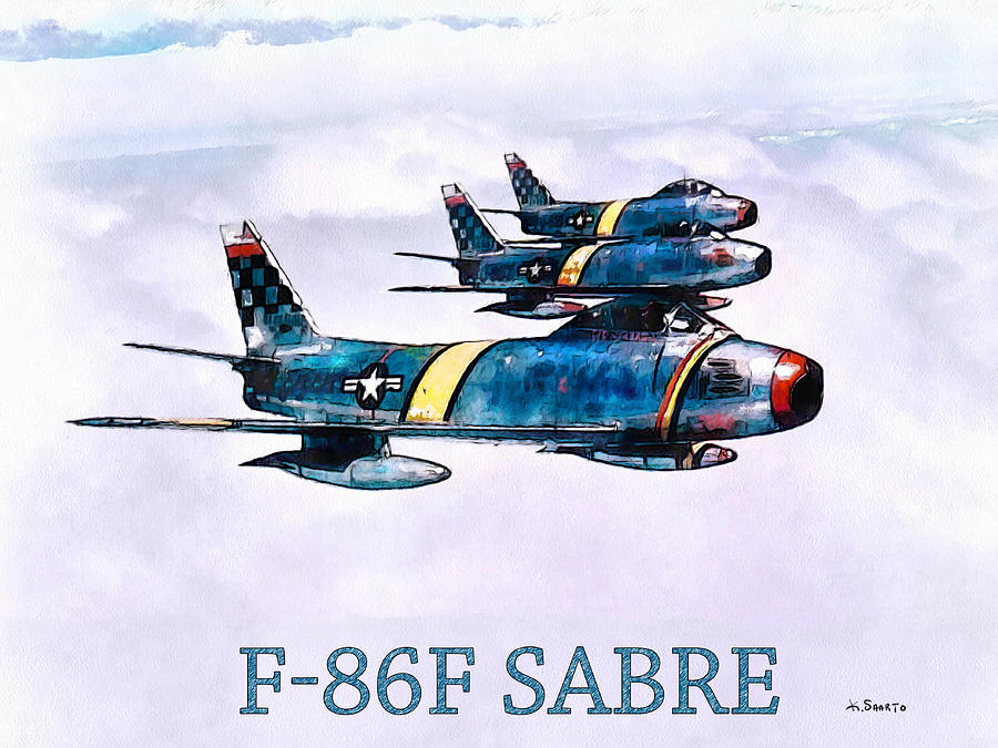 F-86 Sabres Painting by Kai Saarto