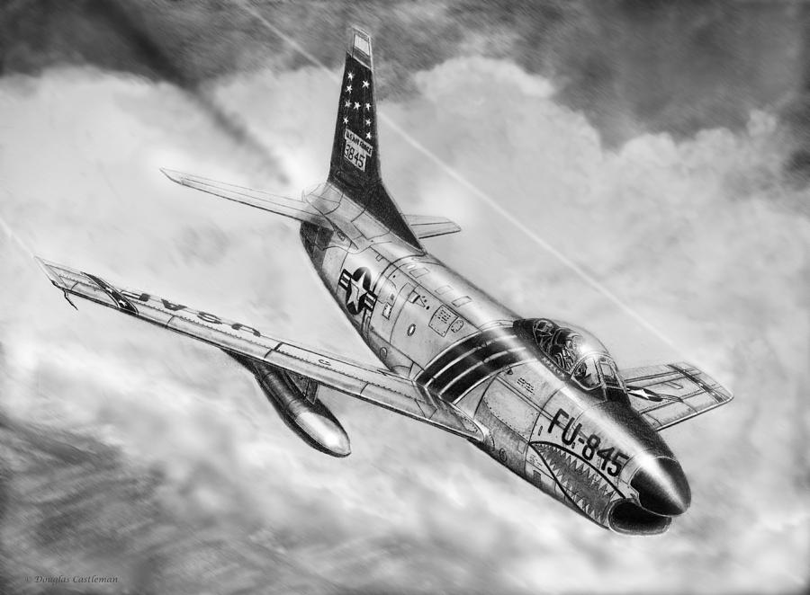 F-86d Drawing by Douglas Castleman