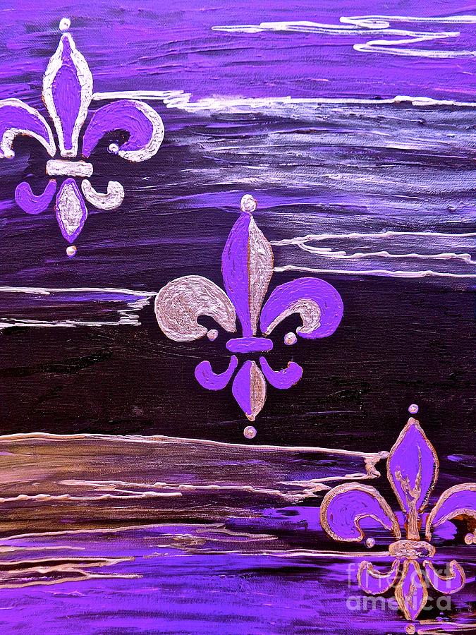 F D L Forever Purple Abstract Painting by Saundra Myles