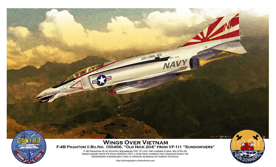 F4-Phantom Wings Over Vietnam Digital Art by Kenneth De Tore