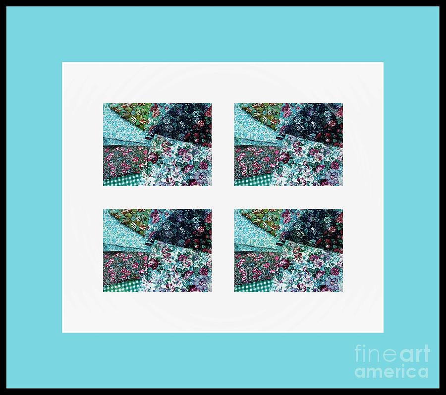 Flower Photograph - Fabric Swatches Turquoise Border by Barbara A Griffin