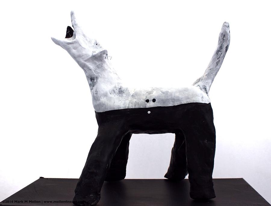 Black And White Sculpture - FABULAS Canis Black and White Male by Mark M  Mellon