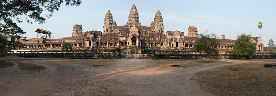 Architecture Photograph - Facade Of A Temple, Angkor Wat, Angkor by Panoramic Images