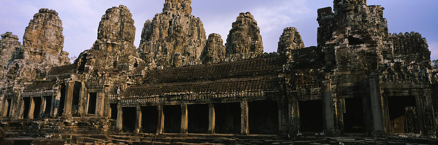 Architecture Photograph - Facade Of An Old Temple, Angkor Wat by Panoramic Images