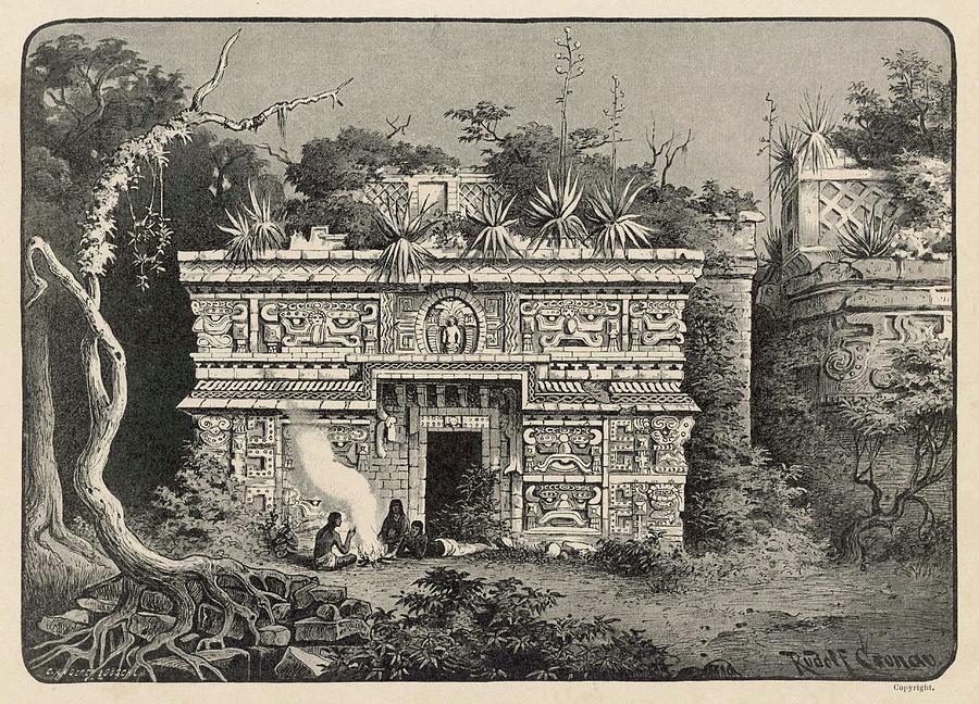 Facade Of One Of The Temples Drawing by Mary Evans Picture Library ...