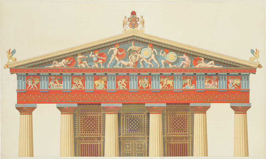 Entablature Drawing - Facade Of The Temple Of Jupiter by Daumont