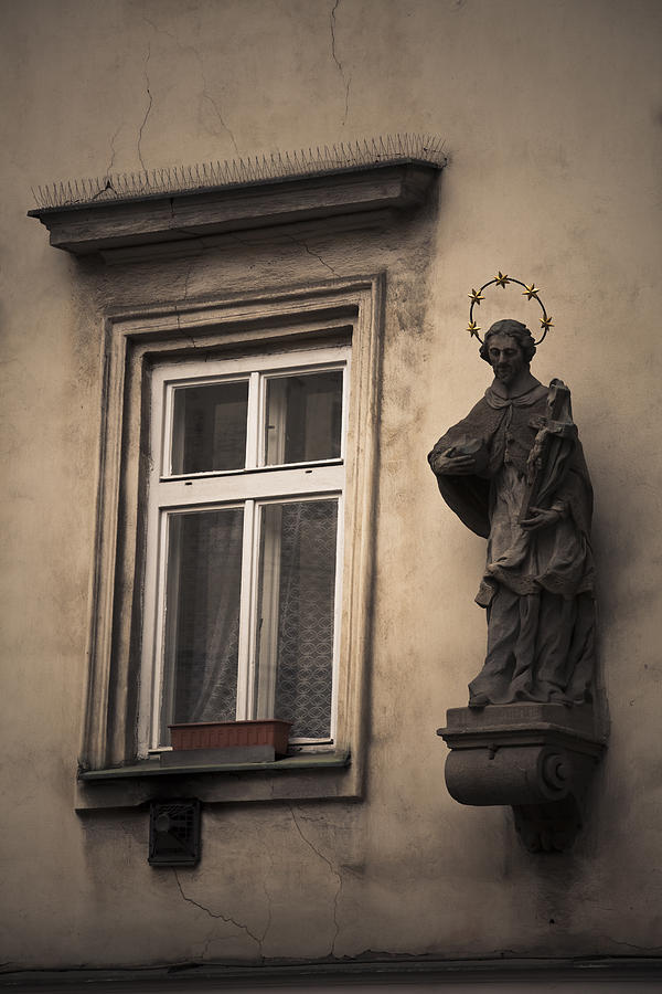 Facade with Statue Photograph by Maria Heyens